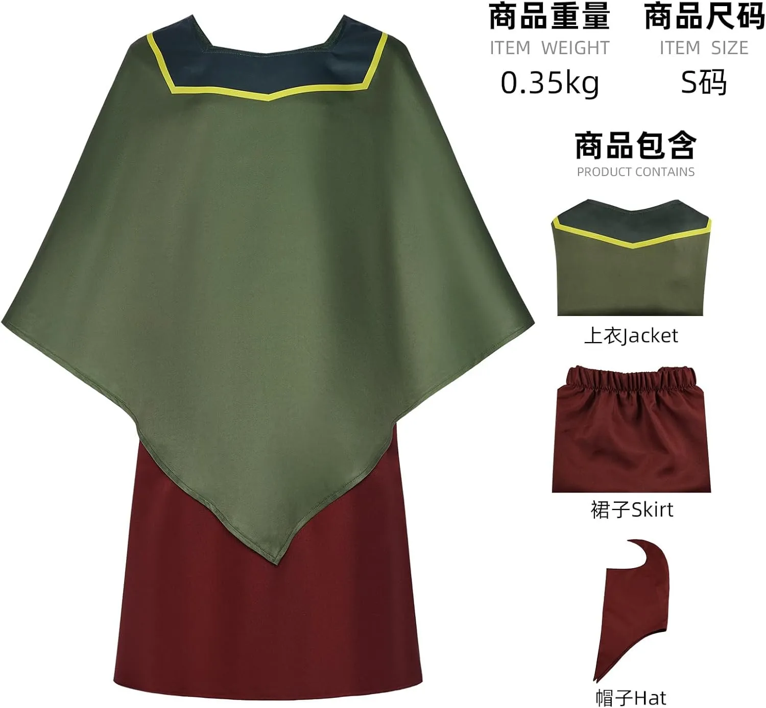 Adult Pacha Cosplay Top Jacket Skirt Hat Men Pacha Costume Cloak Cape Skirt Hat for Halloween Party