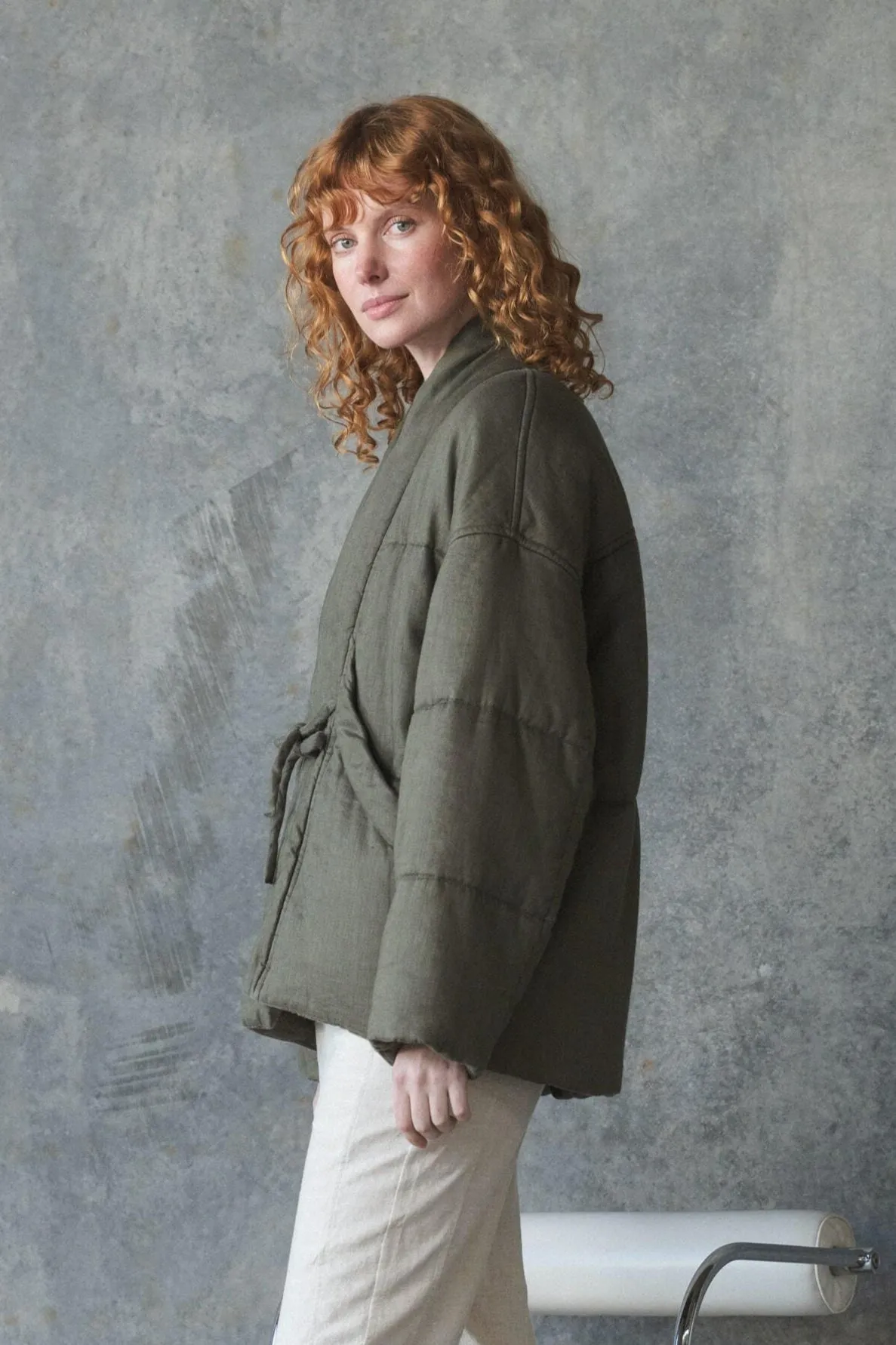 ASTER KHAKI LINEN COAT