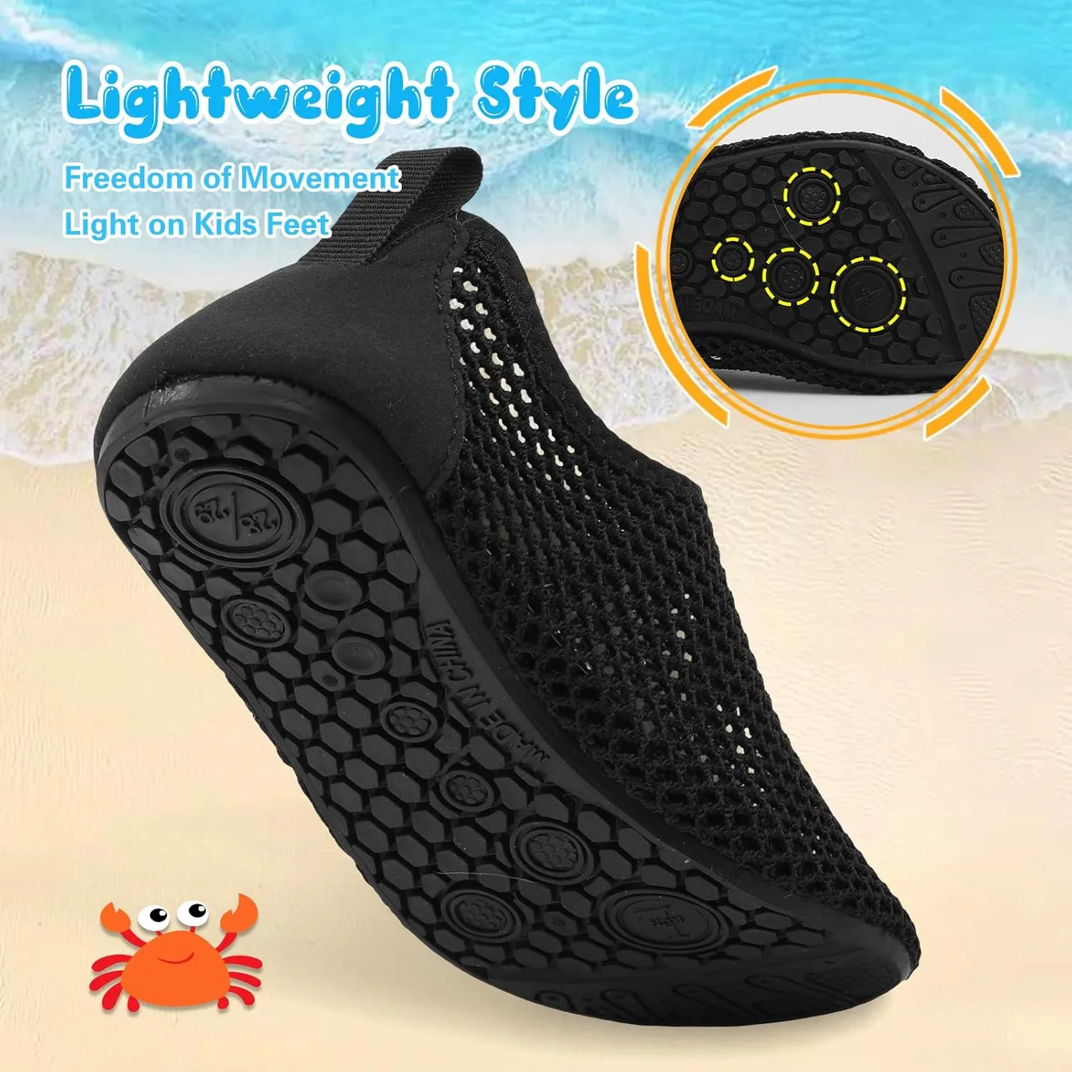Besroad Kids Water Shoes Girls Boys Quick Dry Aqua Socks Barefoot Non Slip Beach Swim Surf Shoes