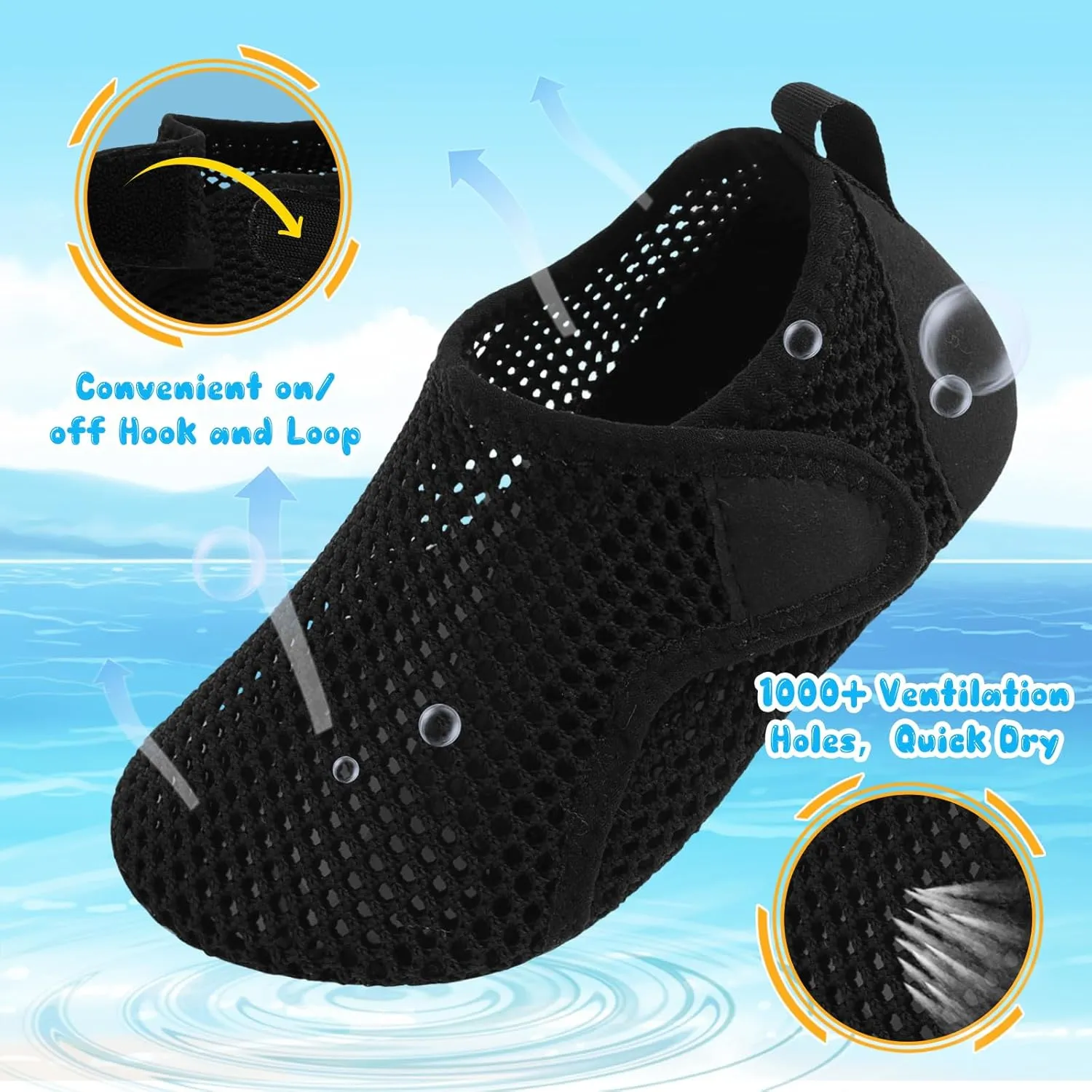 Besroad Kids Water Shoes Girls Boys Quick Dry Aqua Socks Barefoot Non Slip Beach Swim Surf Shoes