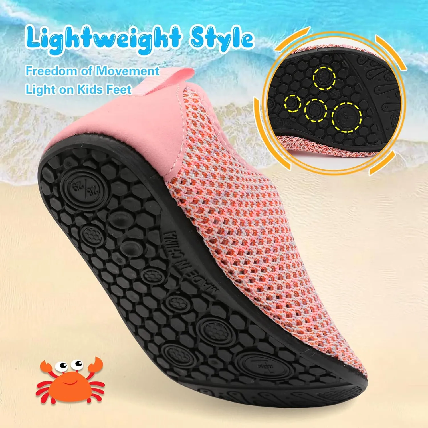 Besroad Kids Water Shoes Girls Boys Quick Dry Aqua Socks Barefoot Non Slip Beach Swim Surf Shoes
