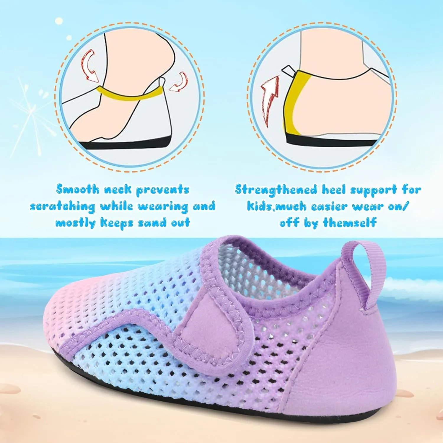 Besroad Kids Water Shoes Girls Boys Quick Dry Aqua Socks Barefoot Non Slip Beach Swim Surf Shoes