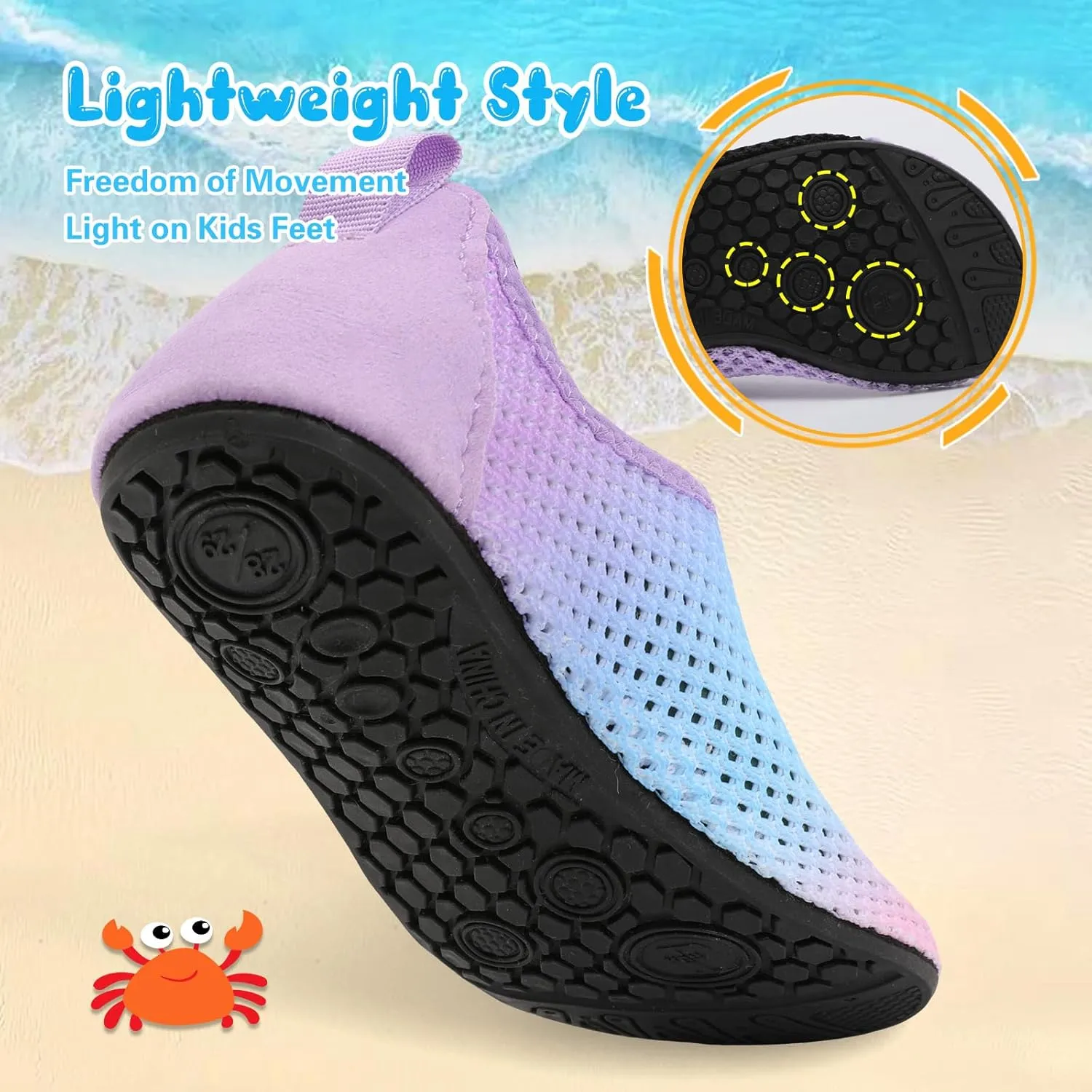 Besroad Kids Water Shoes Girls Boys Quick Dry Aqua Socks Barefoot Non Slip Beach Swim Surf Shoes