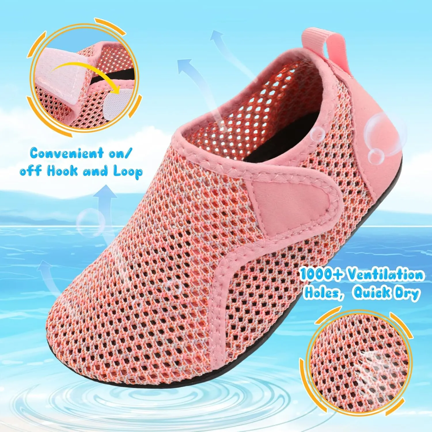 Besroad Kids Water Shoes Girls Boys Quick Dry Aqua Socks Barefoot Non Slip Beach Swim Surf Shoes