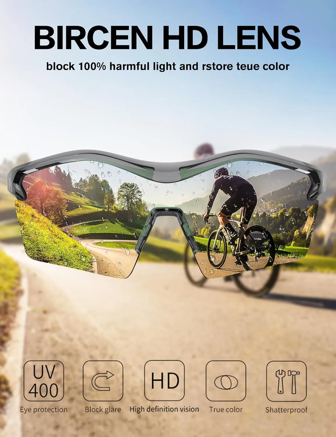 BIRCEN Mens Sunglasses Polarized UV Protection: Sport Shades for Men Driving Fishing with Al-Mg Metal Frame