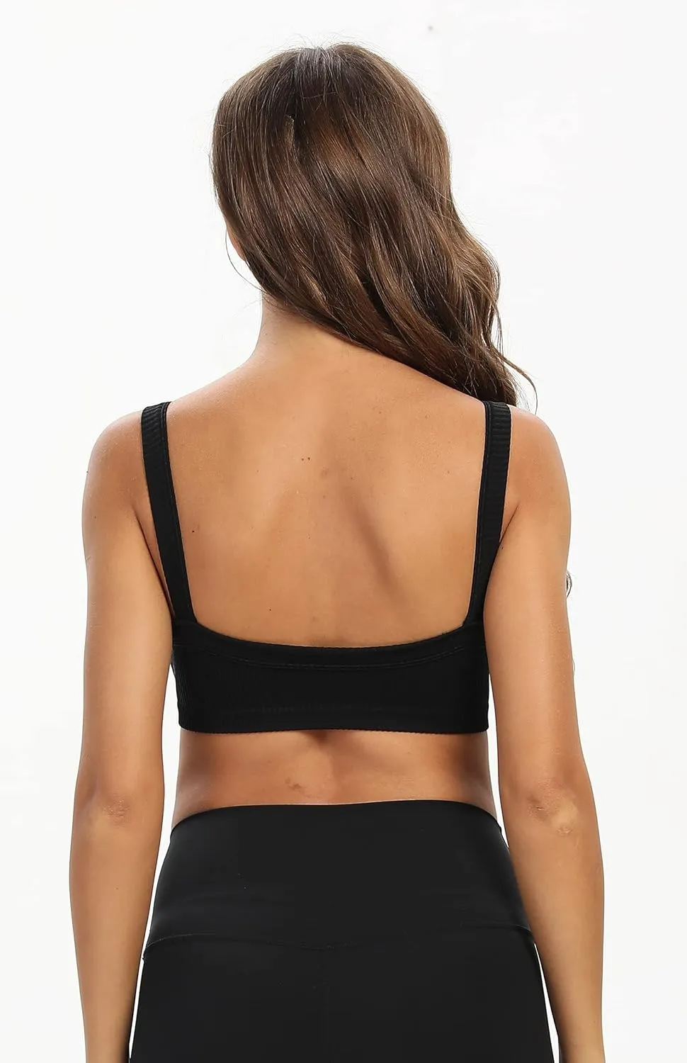 Bra Top for Women Seamless Padded Bralette 3 Pack Ribbed Square Neck Wirefree Lounge Bra