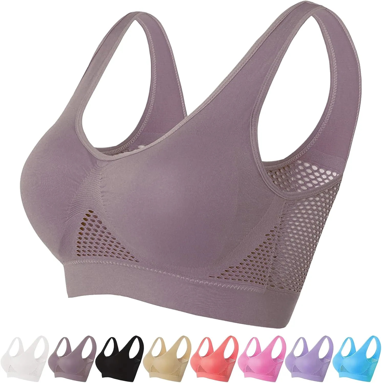 Breathable Cool Liftup Air Bra, New Large Size Air Bra Breathable and Comfortable Mesh Sports Bra for Women