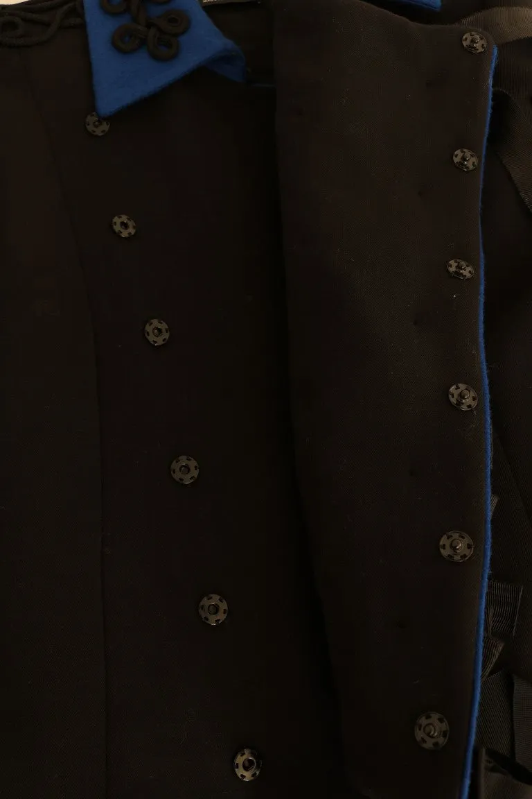 Chic Black & Blue Short Trench Jacket