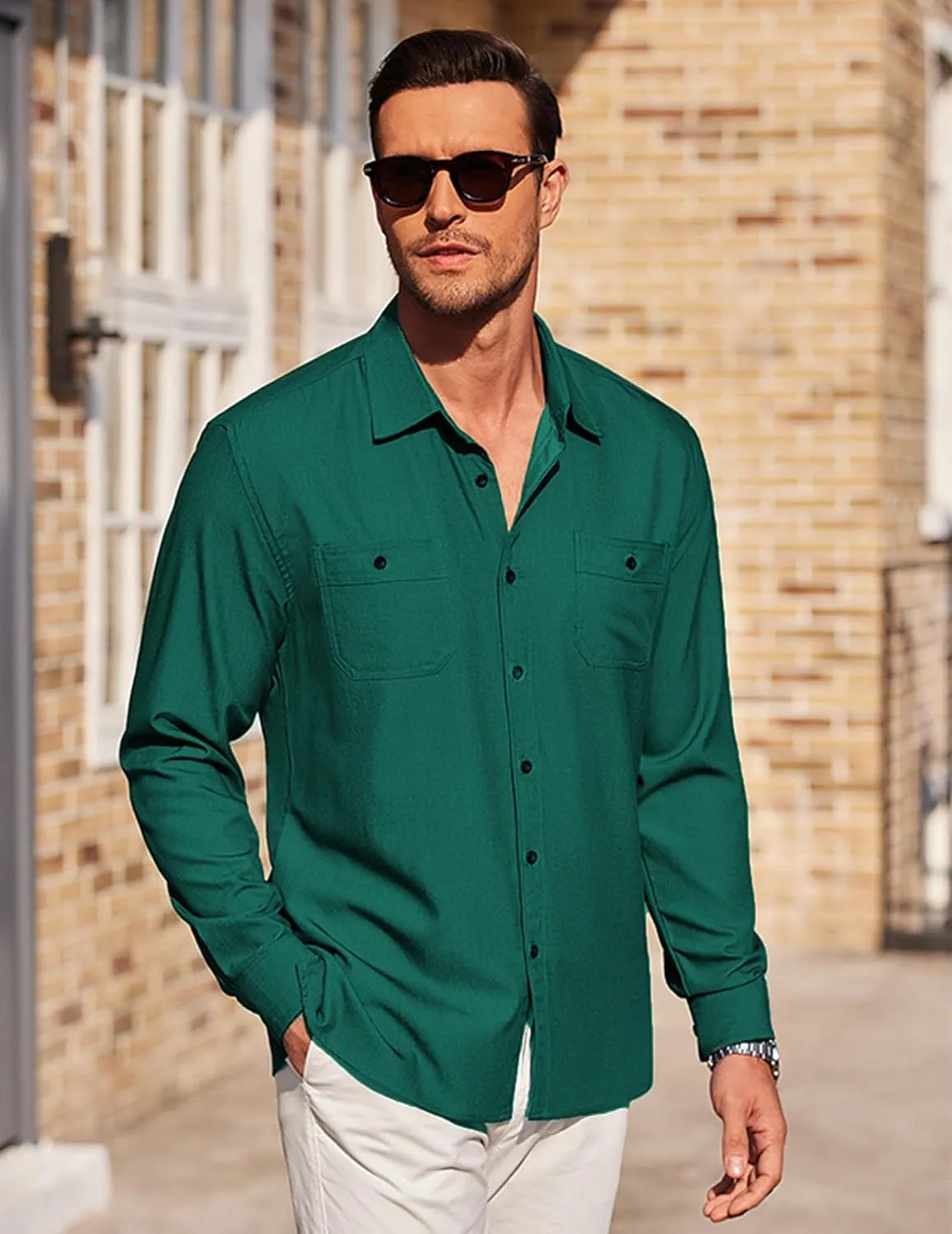 COOFANDY Mens Casual Button Down Shirts Long Sleeve Wrinkle Free Untucked Dress Shirts