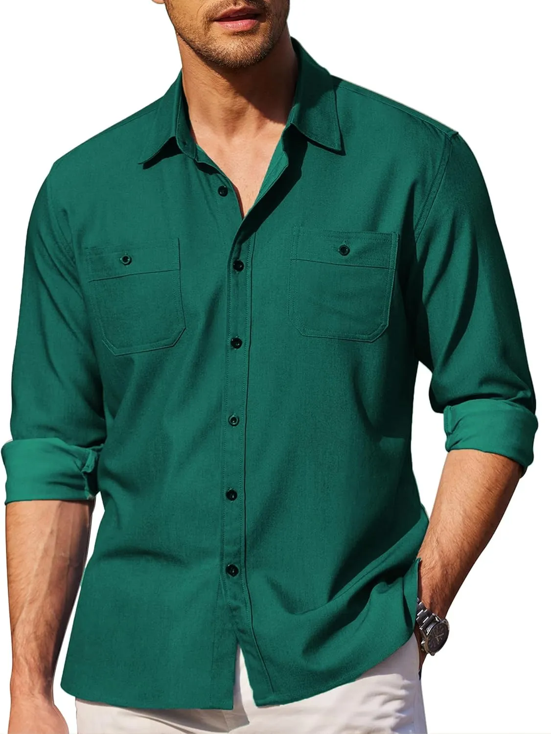 COOFANDY Mens Casual Button Down Shirts Long Sleeve Wrinkle Free Untucked Dress Shirts