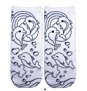 Dolphin Love Coloring Socks