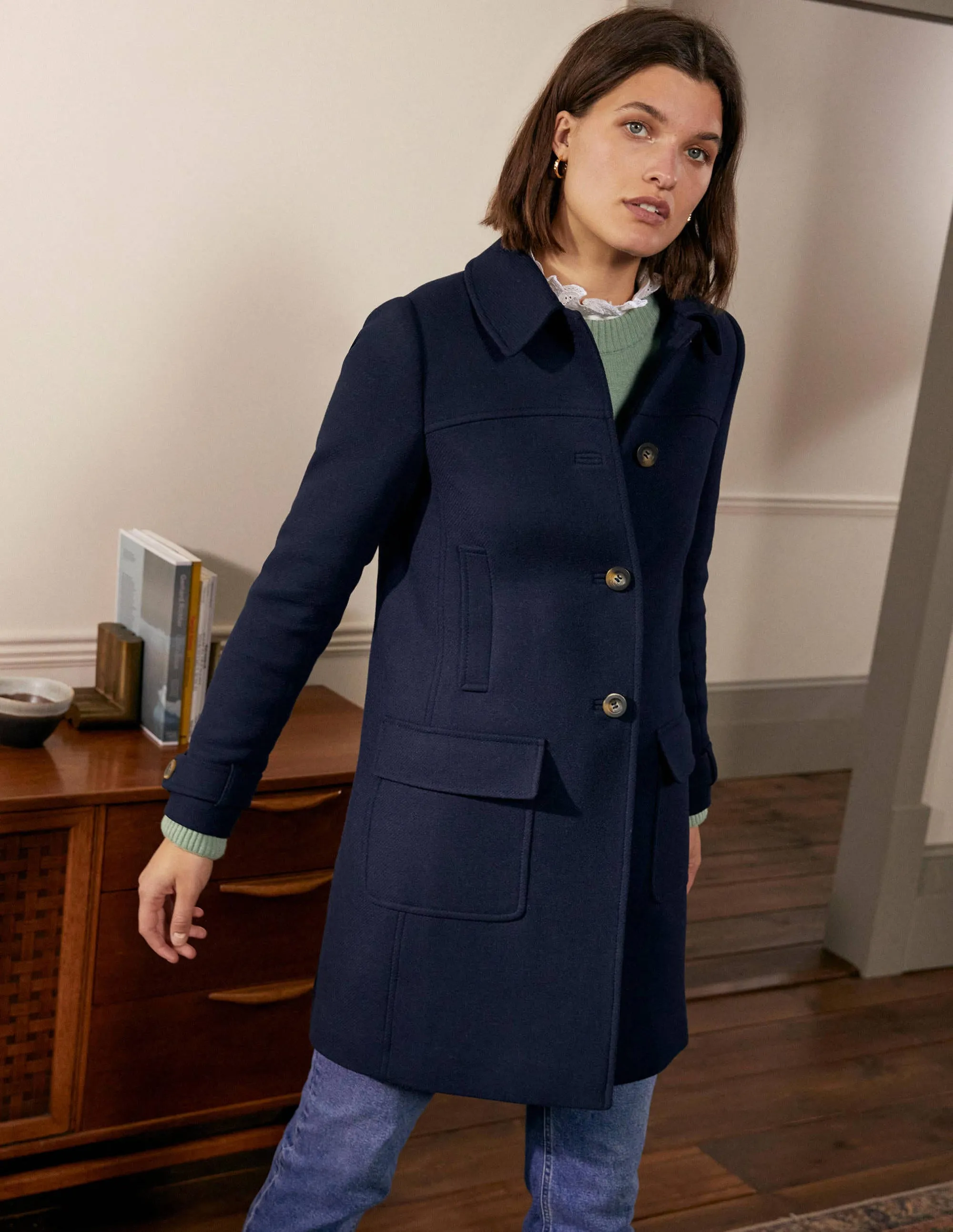 Durham Wool Blend Coat-Navy
