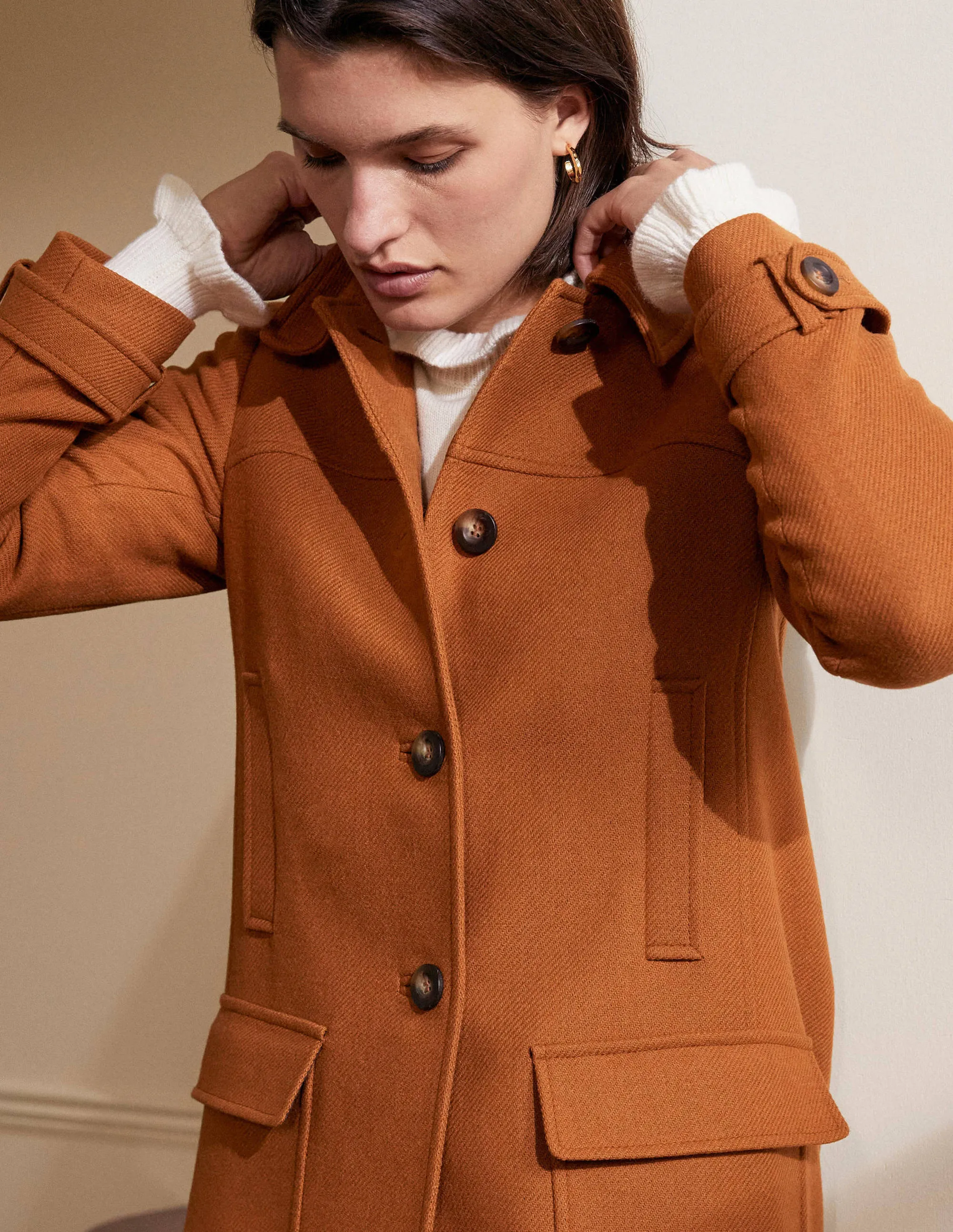 Durham Wool Blend Coat-Ochre