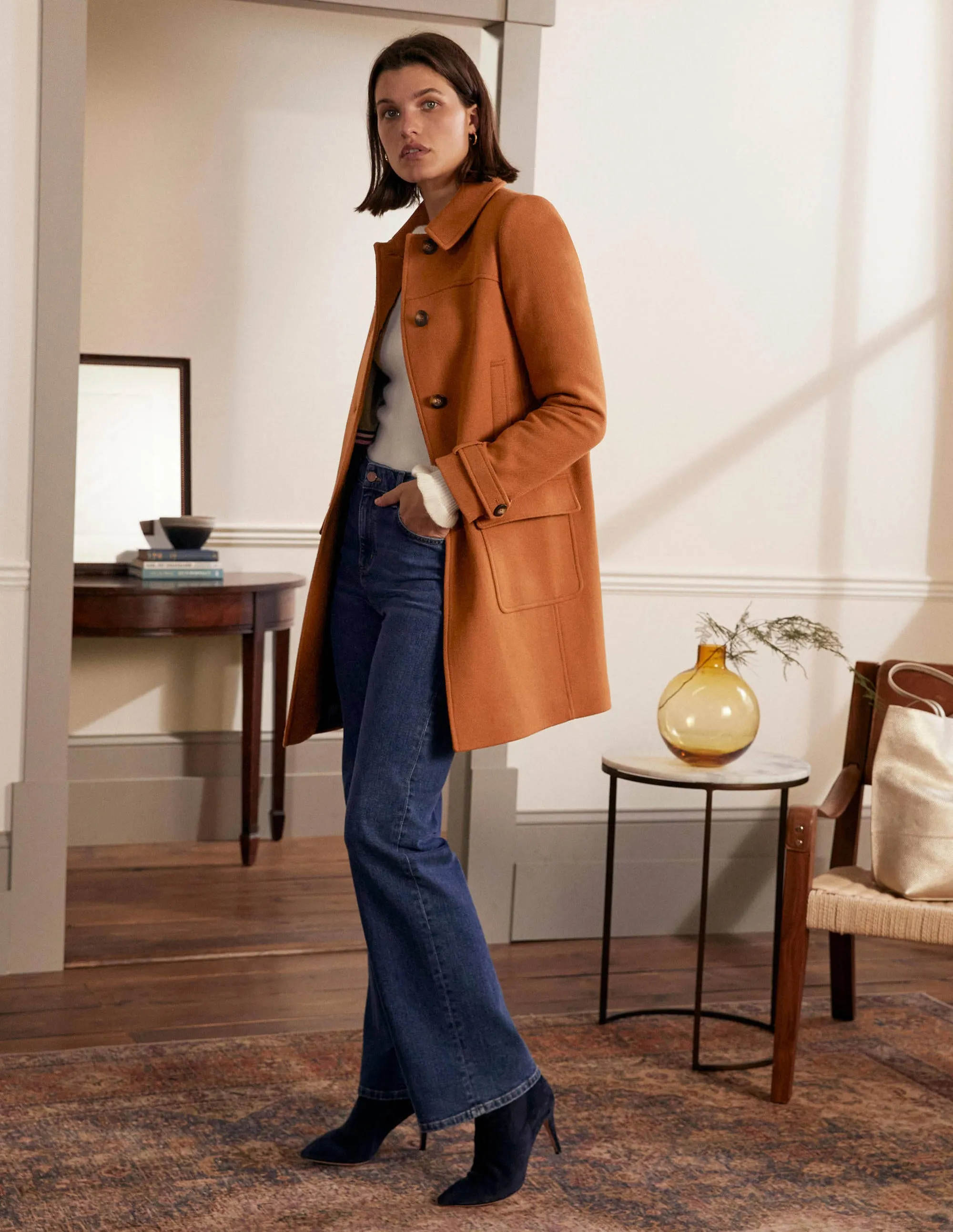 Durham Wool Blend Coat-Ochre