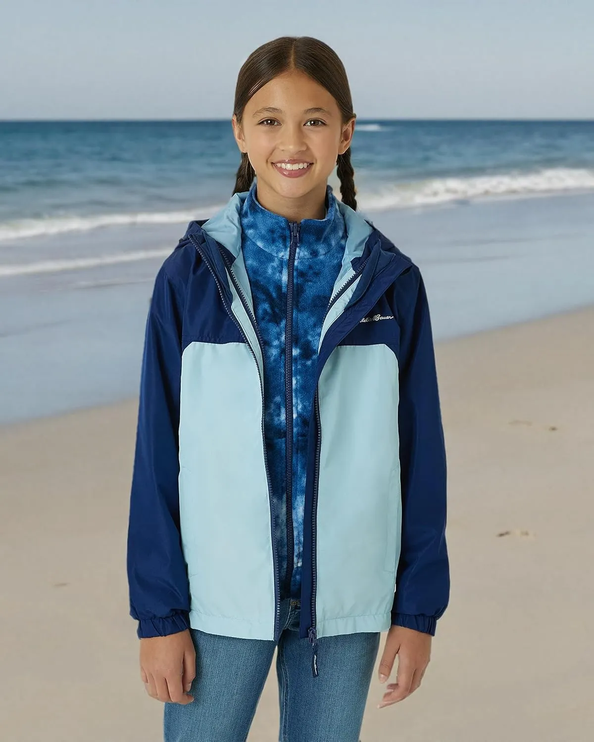 Eddie Bauer Girls' Rain Jacket - Lone Peak Waterproof 3 in 1 Insulated Windbreaker Coat with Removable Fleece Lining (5-20)