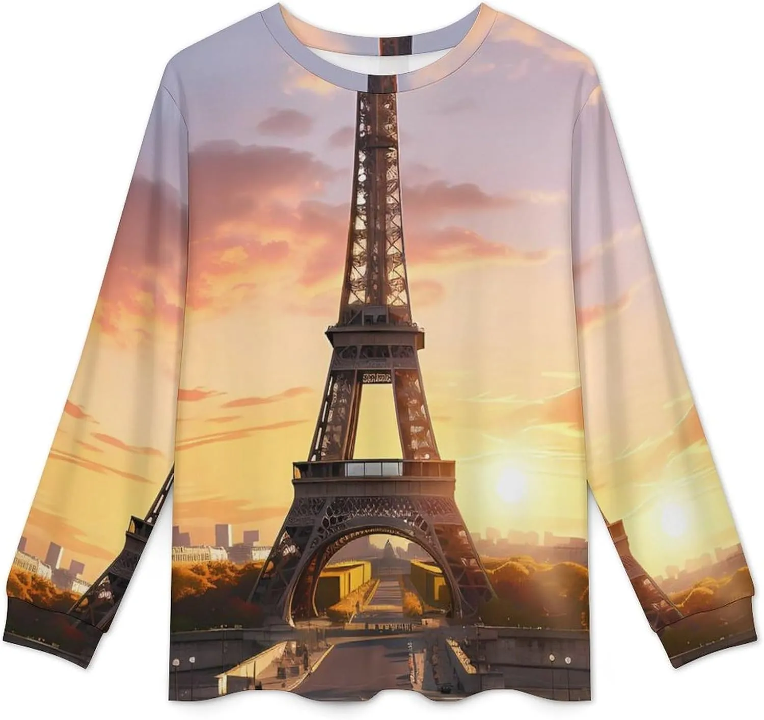 Eiffel Tower Mens Pajamas Set Long Sleeve Sleepwear Set Soft Underwear Set Loungewear