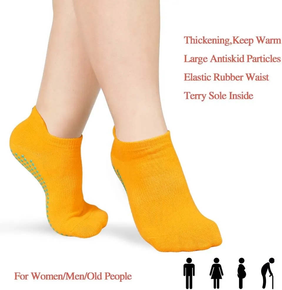 ELUTONG Pilates Non Slip Grip Socks for Women 4 Pairs Yoga Barre Ballet Workout Hospital Grippy Sock