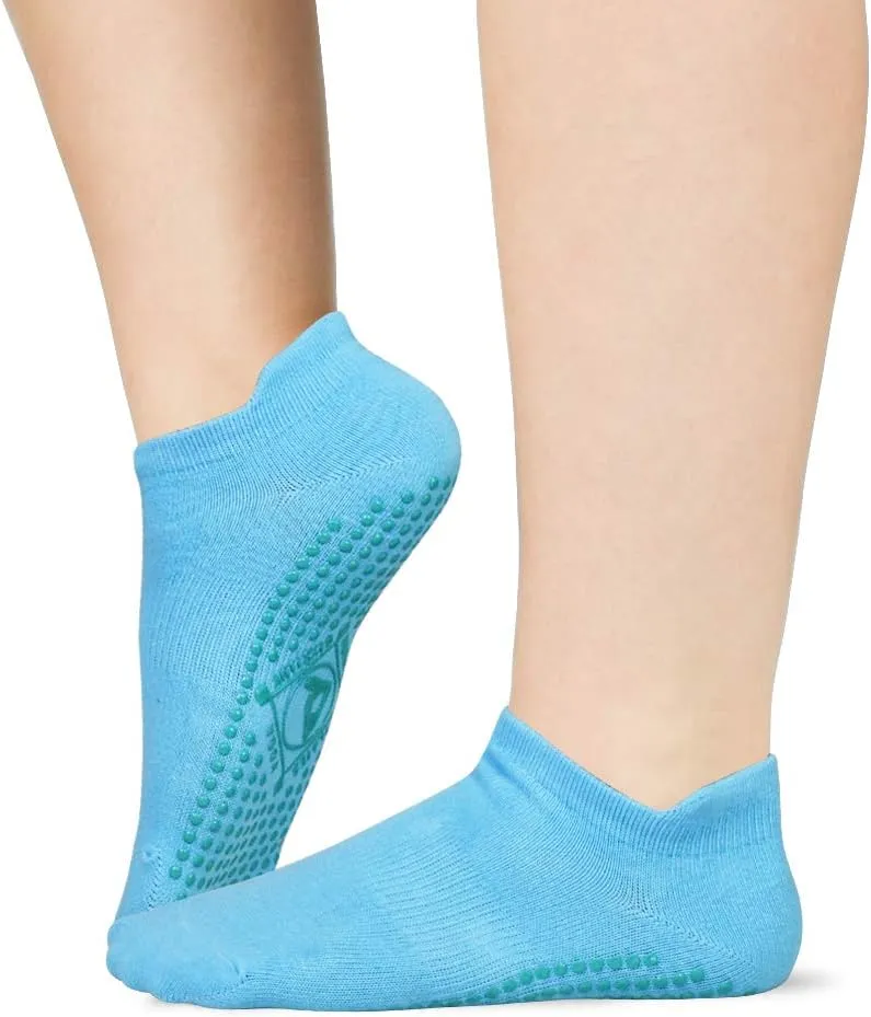 ELUTONG Pilates Non Slip Grip Socks for Women 4 Pairs Yoga Barre Ballet Workout Hospital Grippy Sock