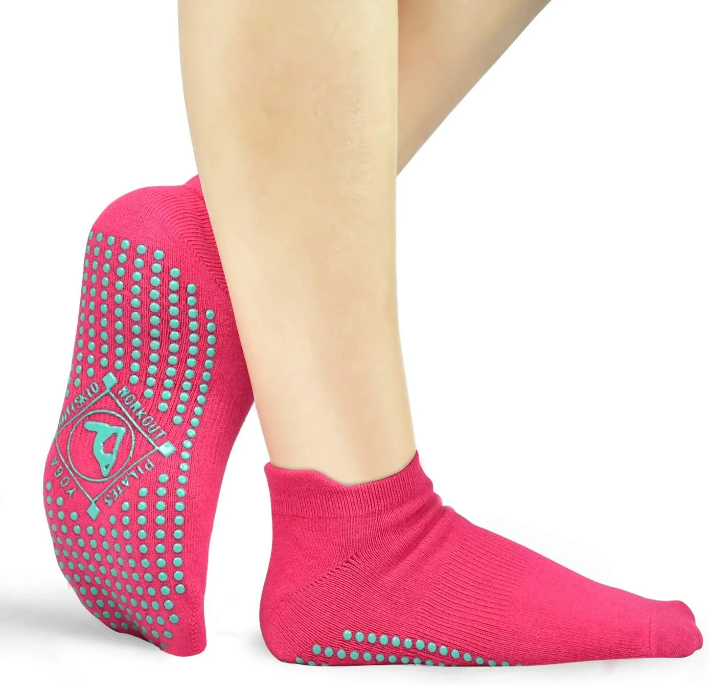 ELUTONG Pilates Non Slip Grip Socks for Women 4 Pairs Yoga Barre Ballet Workout Hospital Grippy Sock