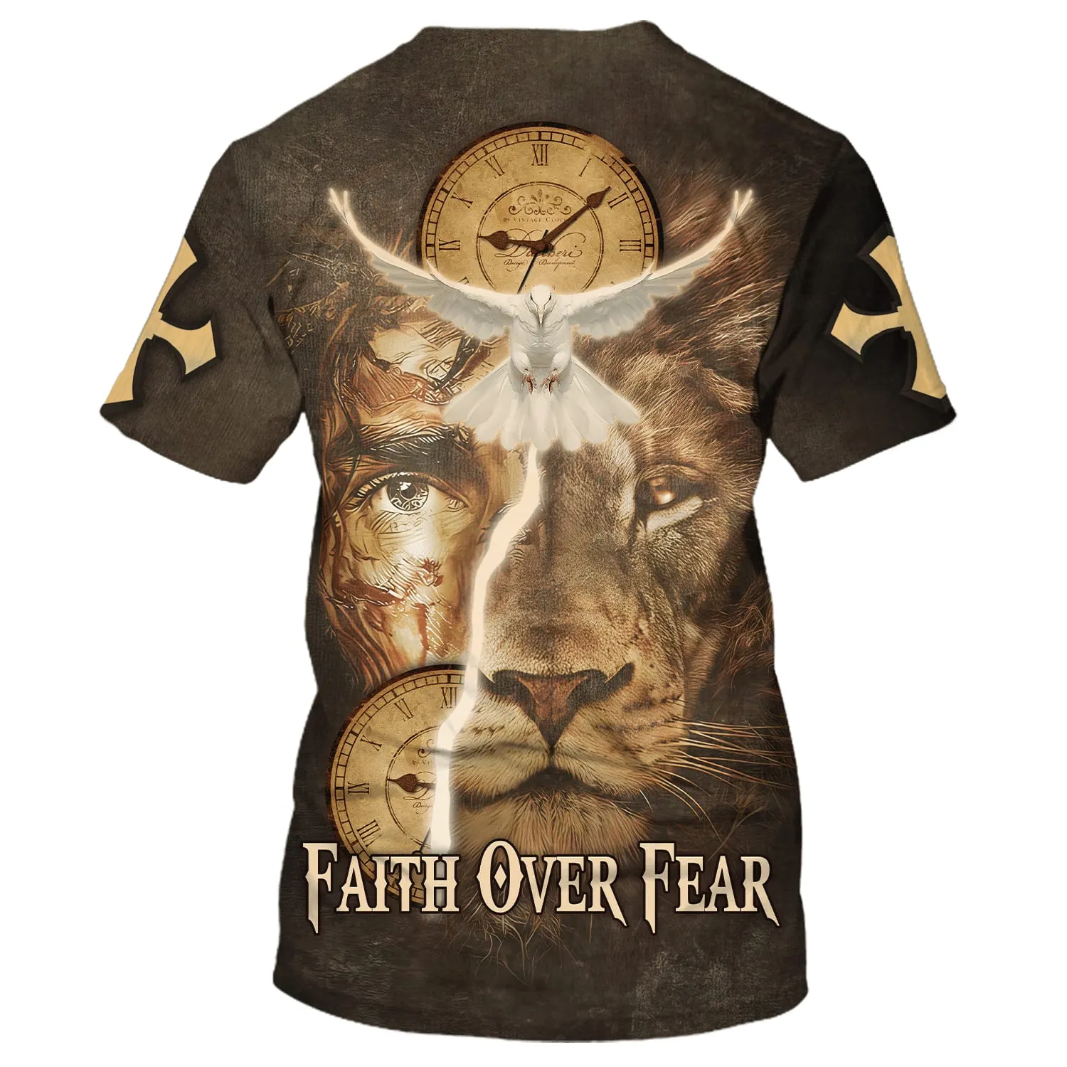Faith Over Fear Lion Dove 3d Shirts - Christian T Shirts For Men And Women