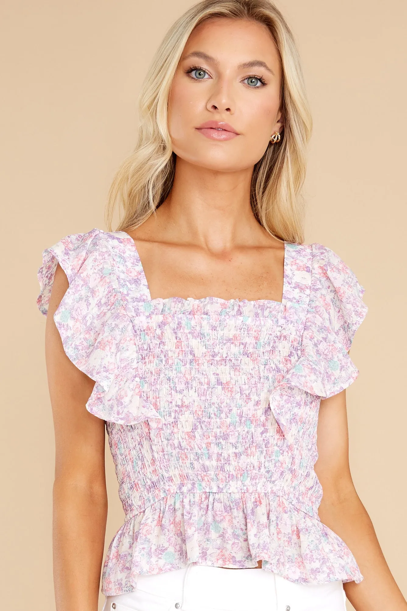 Flirty Frills Lilac Floral Print Top