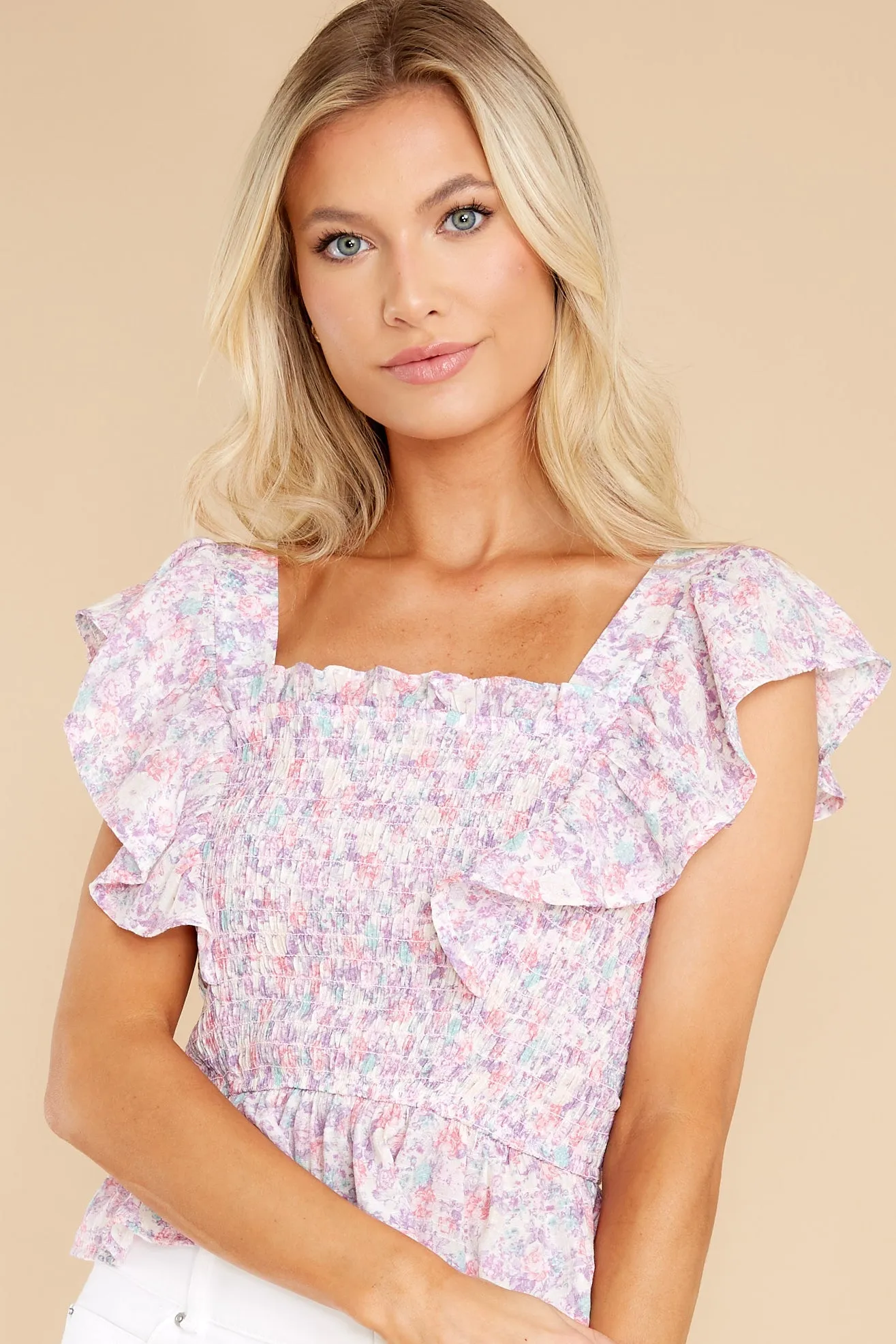 Flirty Frills Lilac Floral Print Top