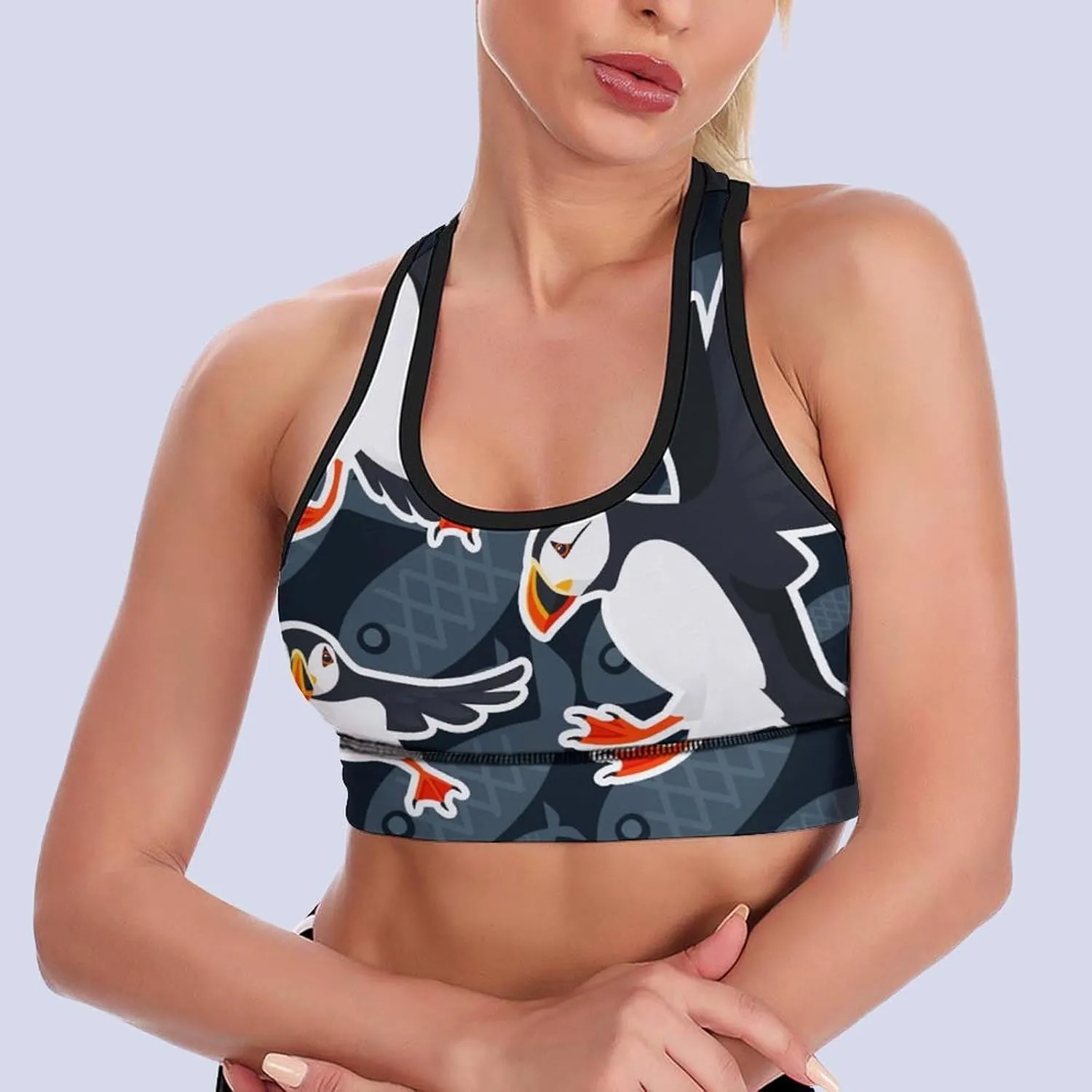 Flying Atlantic Puffin Women's Sports Bra Wirefree Bras Breathable Yoga Vest Racerback Workout Tank Top