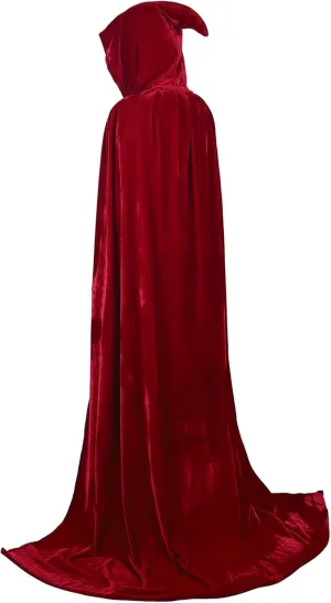 frawirshau Hooded Cape Velvet Cloak Full Length Capes Adult Robe Cosplay Witch Halloween Costumes
