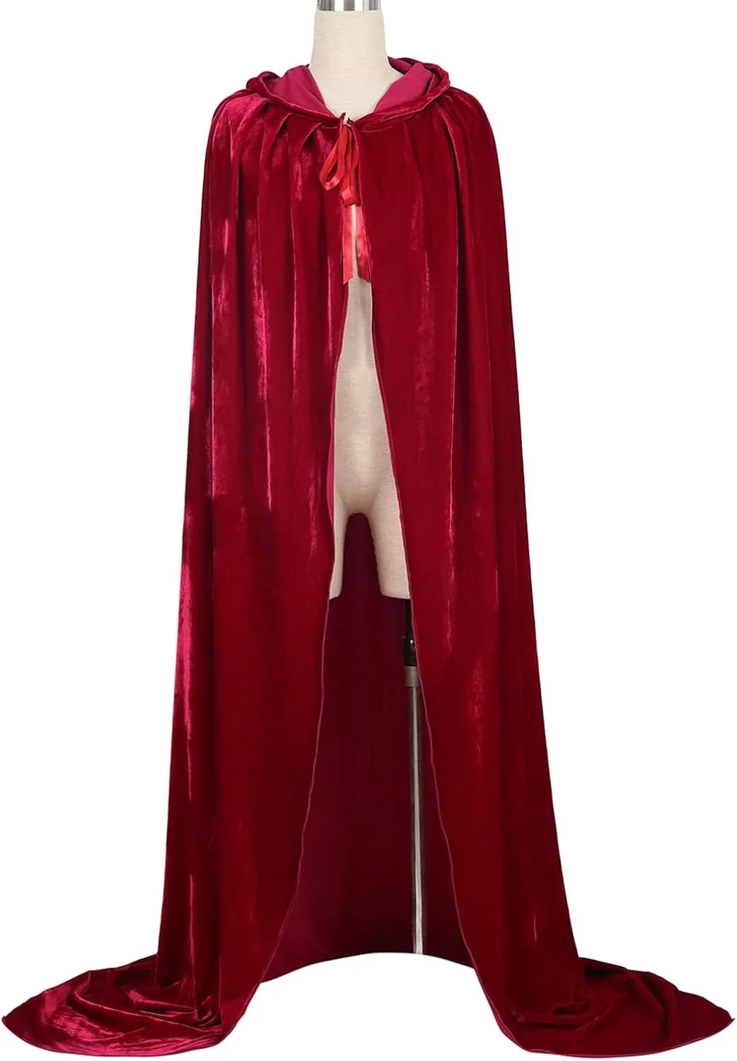 frawirshau Hooded Cape Velvet Cloak Full Length Capes Adult Robe Cosplay Witch Halloween Costumes