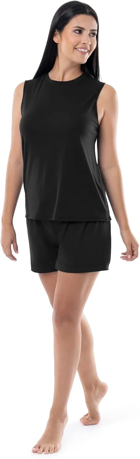 Fruit of the Loom Women's Breathable Tank Top and Short 2 Piece Sleep Set