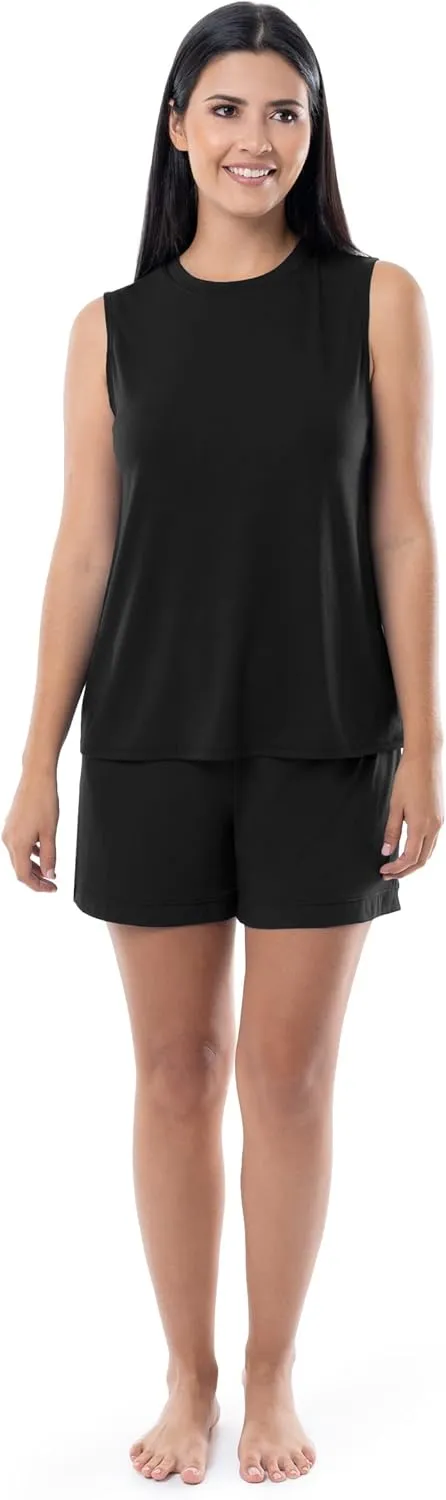 Fruit of the Loom Women's Breathable Tank Top and Short 2 Piece Sleep Set