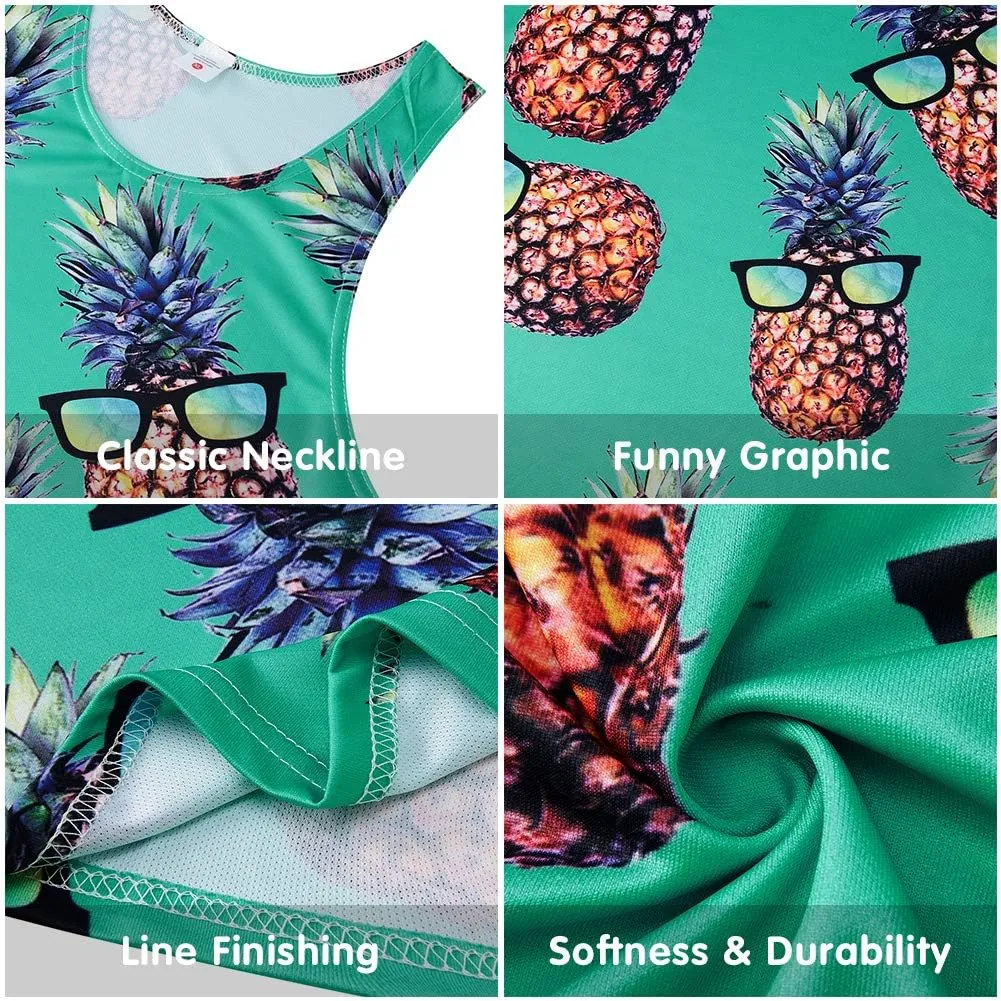 Goodstoworld Mens 3D Tank Top Novelty Graphic Breathable Quick Dry Sleeveless Beach Shirt S-4XL
