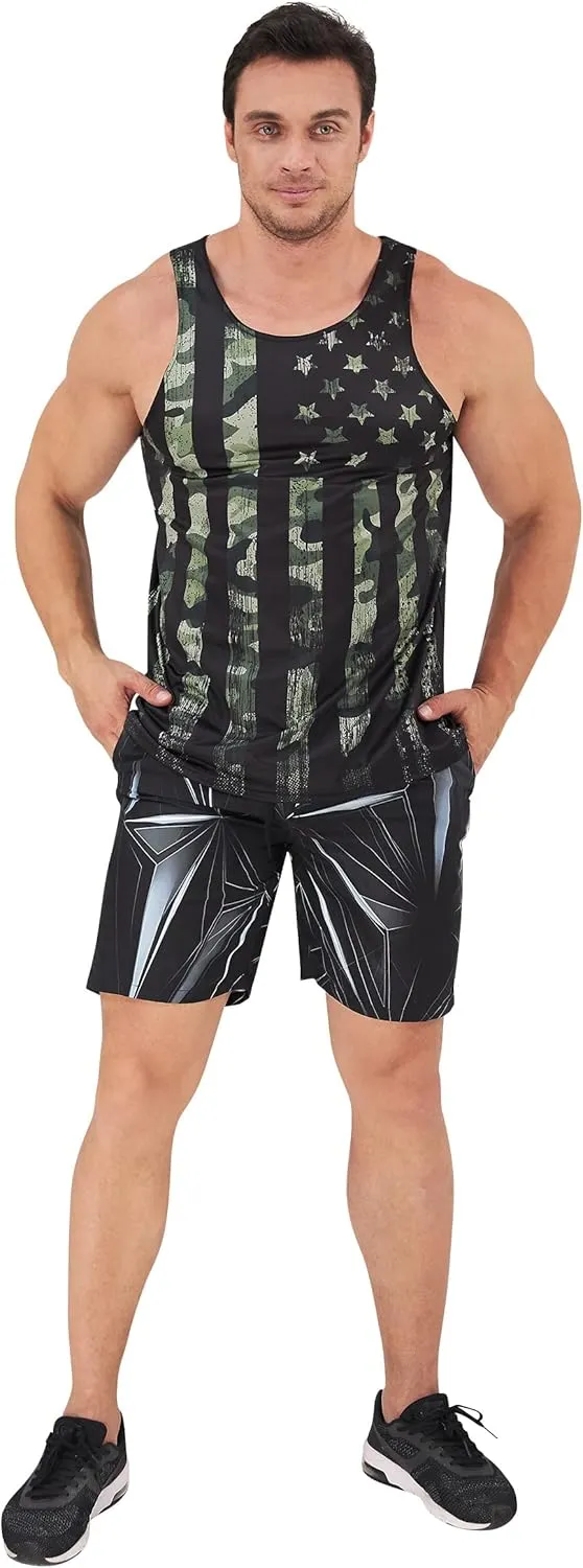 Goodstoworld Mens 3D Tank Top Novelty Graphic Breathable Quick Dry Sleeveless Beach Shirt S-4XL