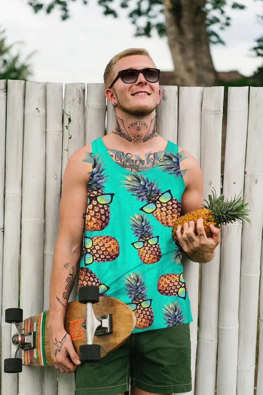 Goodstoworld Mens 3D Tank Top Novelty Graphic Breathable Quick Dry Sleeveless Beach Shirt S-4XL
