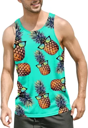 Goodstoworld Mens 3D Tank Top Novelty Graphic Breathable Quick Dry Sleeveless Beach Shirt S-4XL