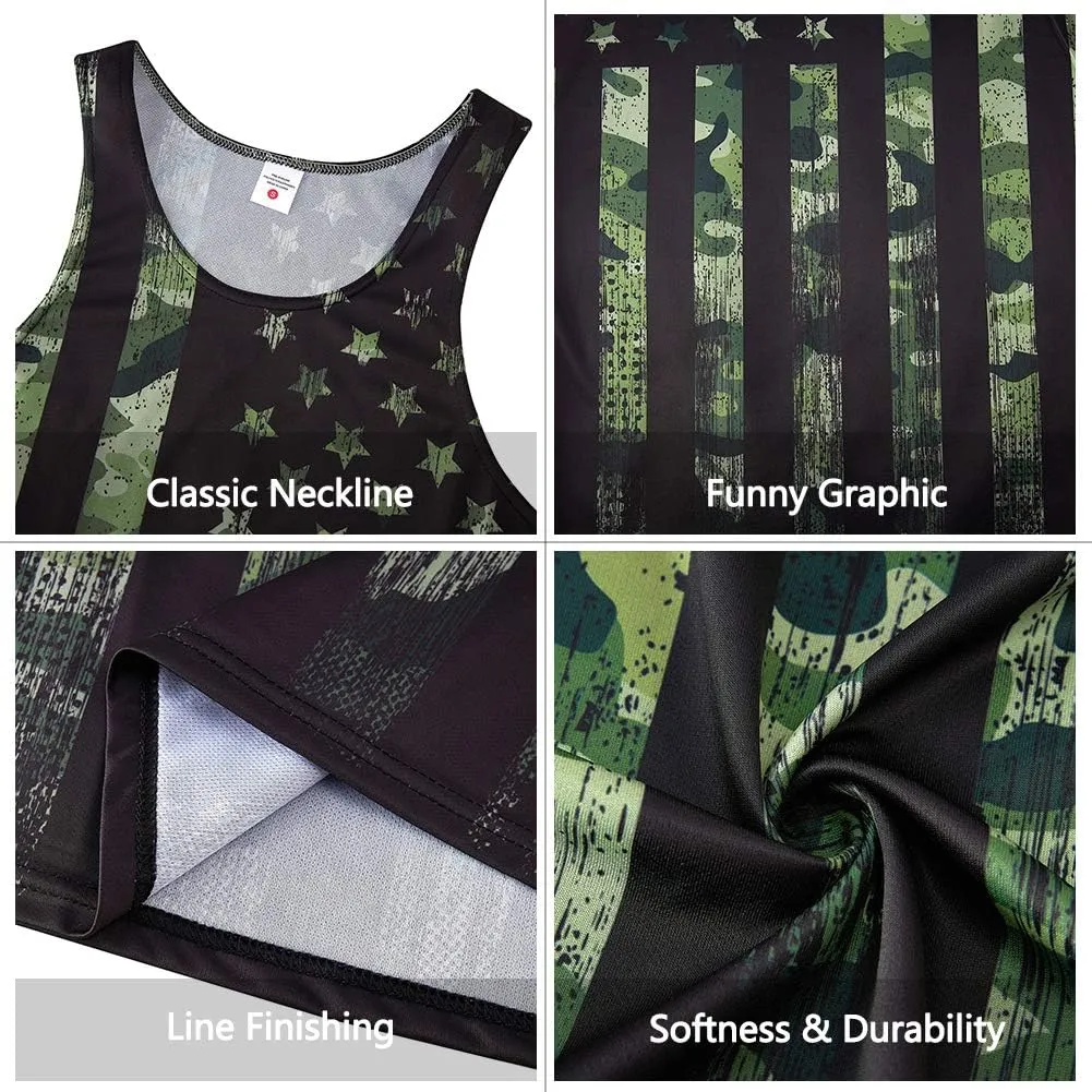 Goodstoworld Mens 3D Tank Top Novelty Graphic Breathable Quick Dry Sleeveless Beach Shirt S-4XL