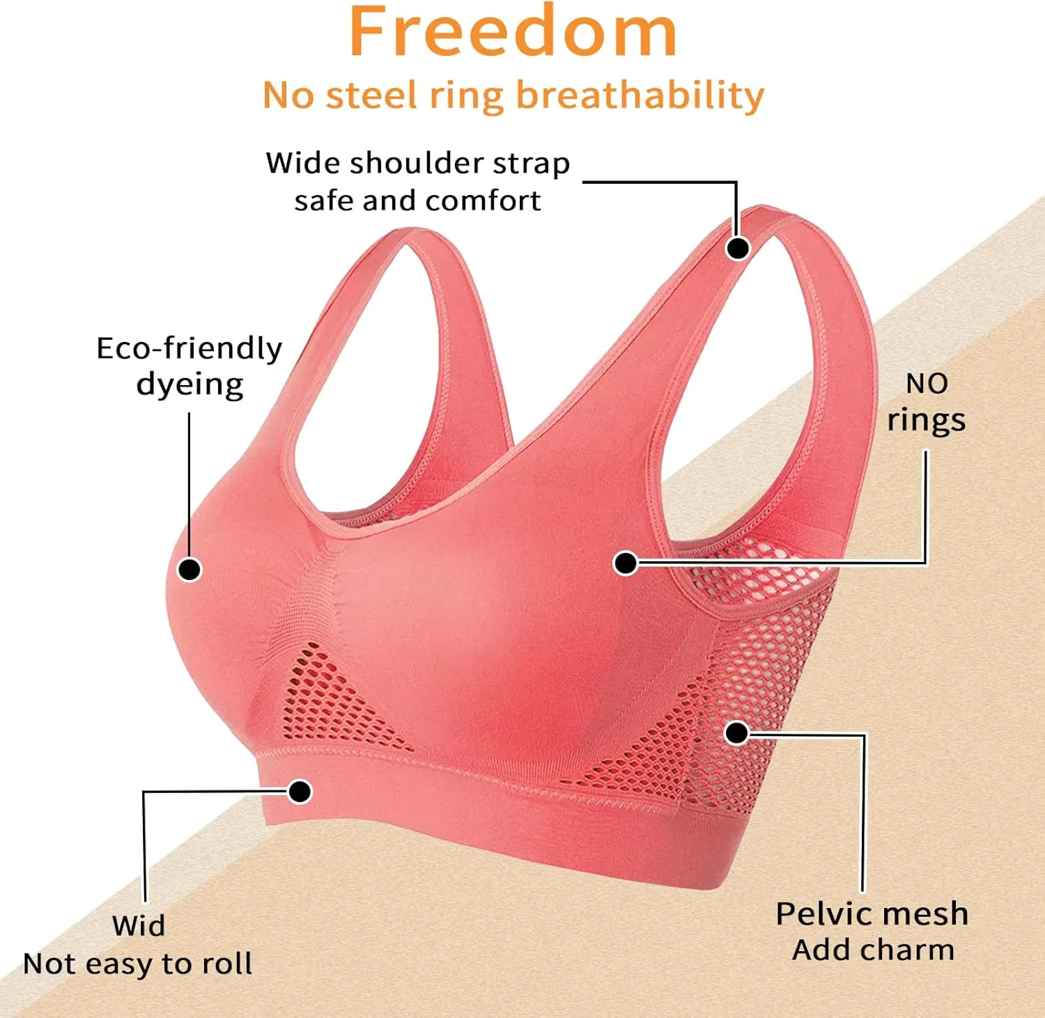 GYQMBT Breathable Cool Liftup Air Bras,2024 New Breathable Sports Bras for Women Plus SizeComfortable Sports Bra