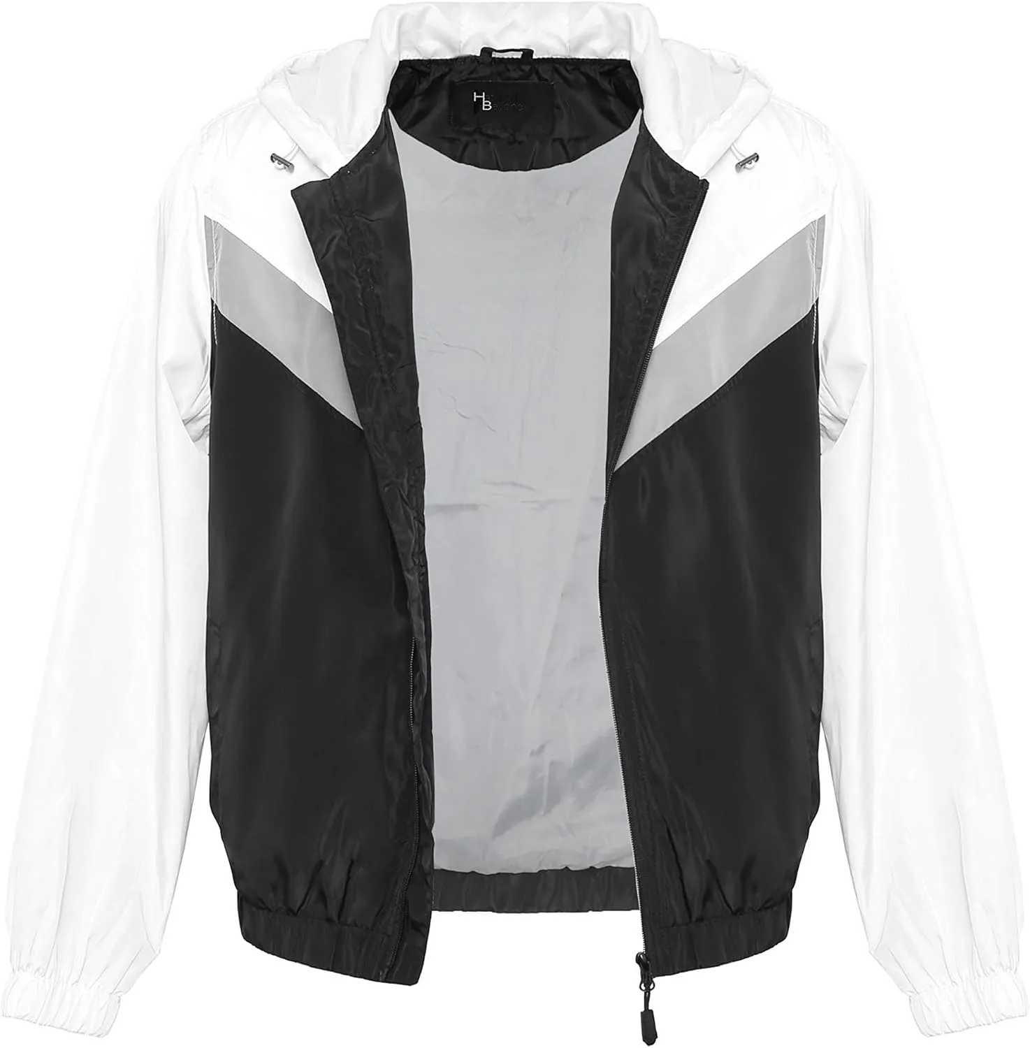 Hat and Beyond Mens Windbreaker Lightweight Two Tone Hooded Slim Fit Jacket