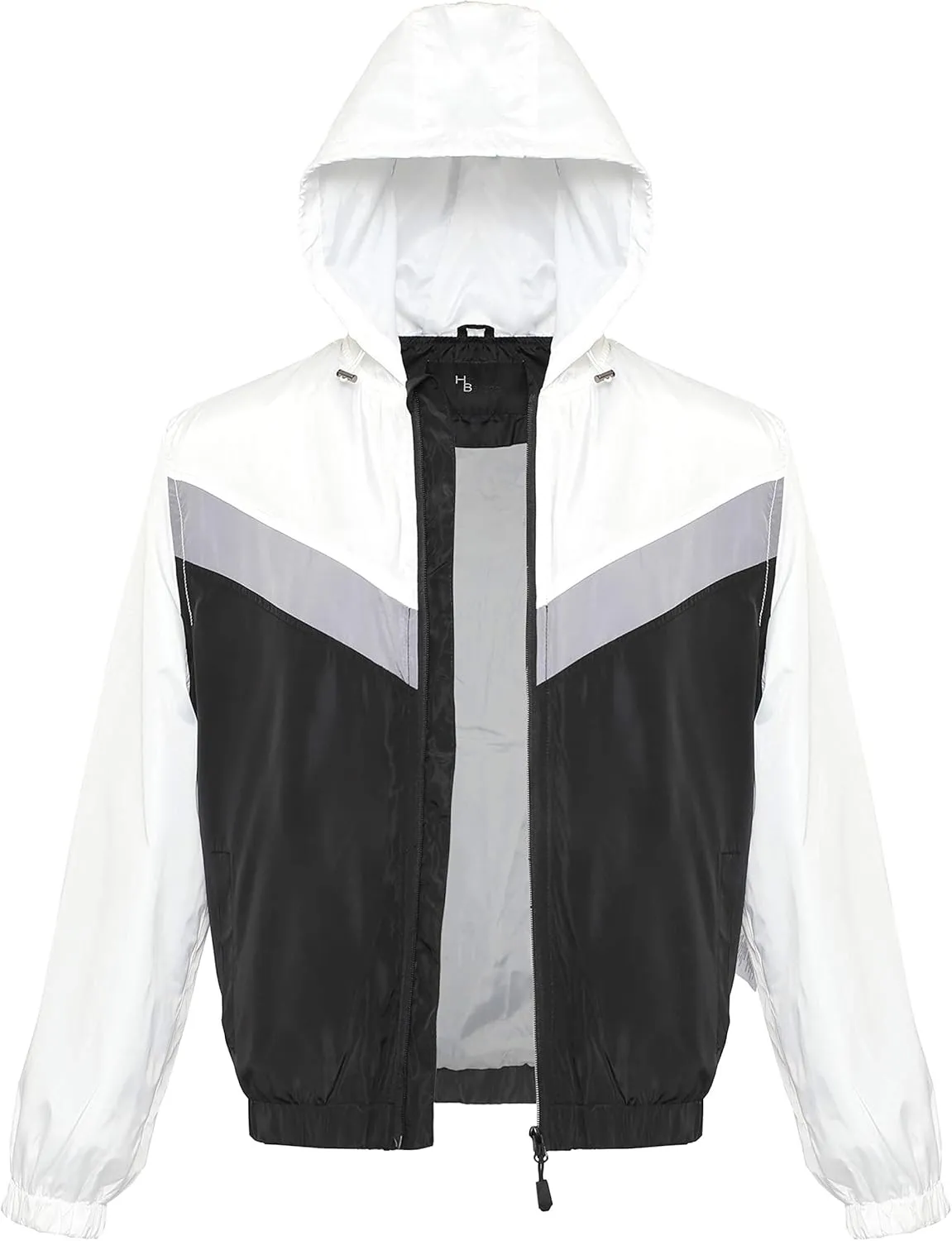 Hat and Beyond Mens Windbreaker Lightweight Two Tone Hooded Slim Fit Jacket