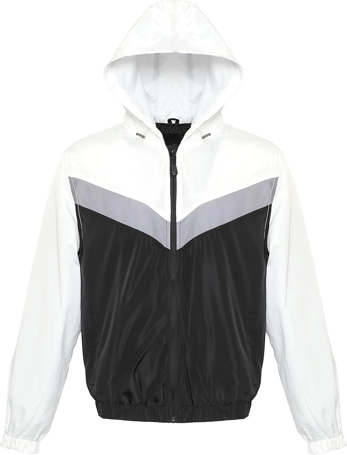 Hat and Beyond Mens Windbreaker Lightweight Two Tone Hooded Slim Fit Jacket