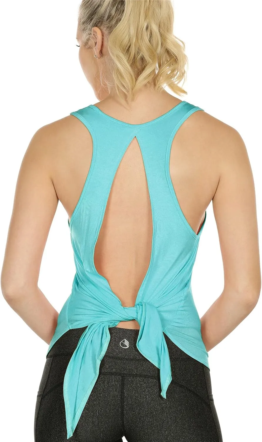 icyzone Tie Back Yoga Tops for Women, Lightweight Workout Athletic Tanks, Breathable Gym Shirts