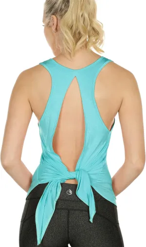 icyzone Tie Back Yoga Tops for Women, Lightweight Workout Athletic Tanks, Breathable Gym Shirts