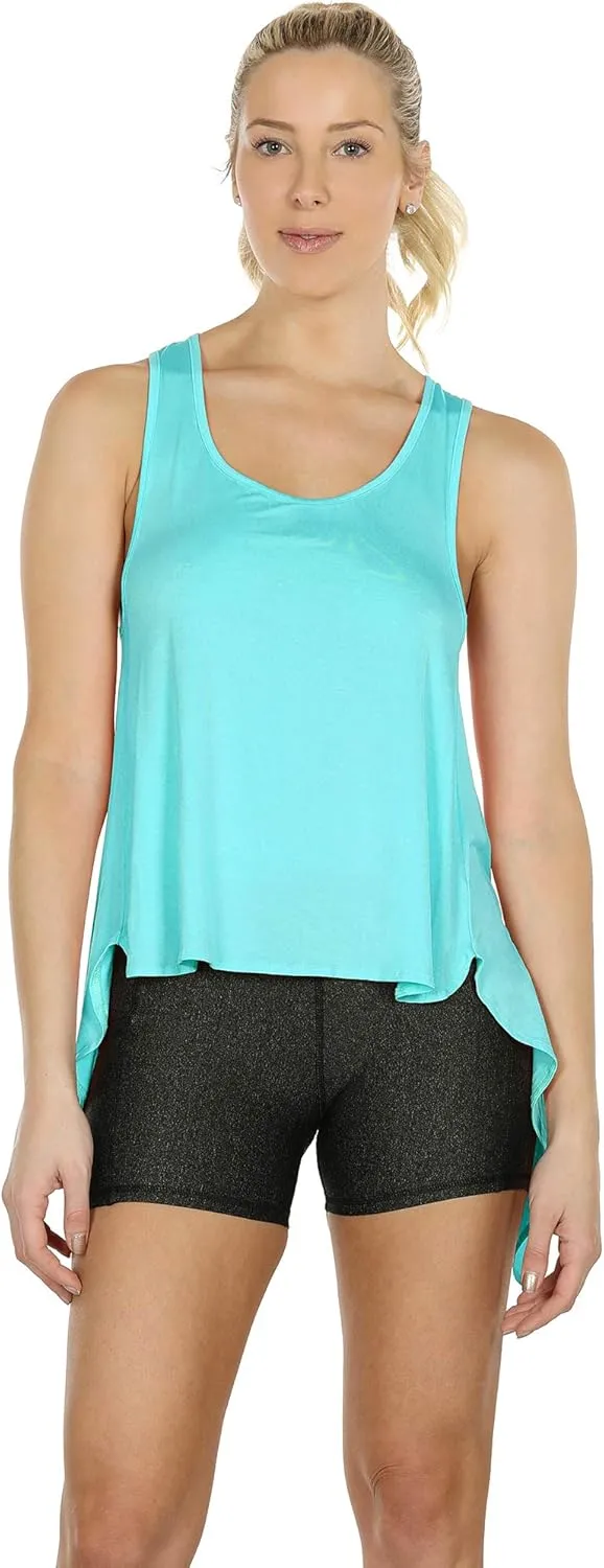 icyzone Tie Back Yoga Tops for Women, Lightweight Workout Athletic Tanks, Breathable Gym Shirts