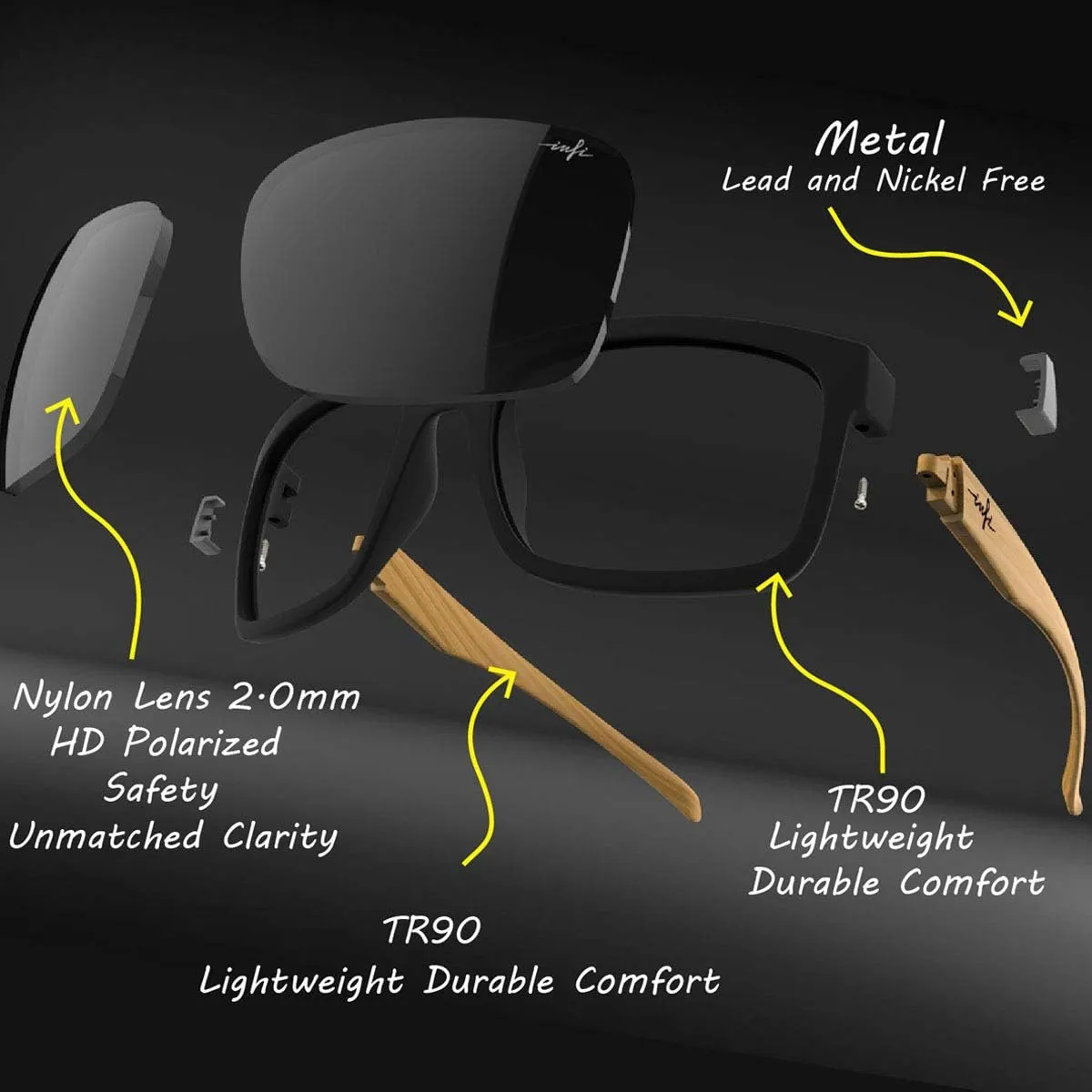 INFI Polarized Sunglasses for Men Fishing Driving Running Mirrored Glasses UV400 Protectiont