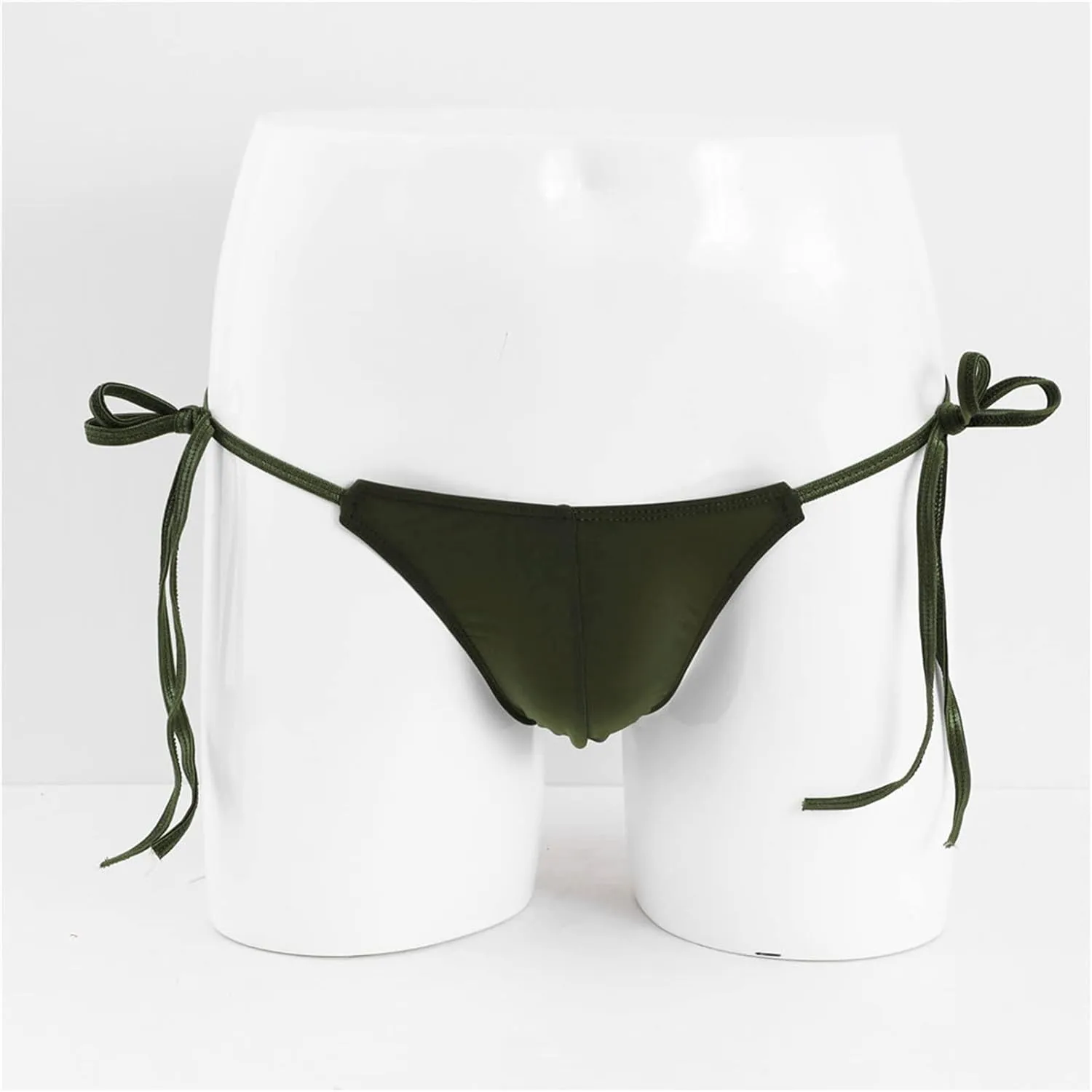 JEsilunmaMY Lace Up Bikini Briefs for Men Low Rise Side Tie Bulge Underwear Panties See Through Hollow Underpants Swimsuit