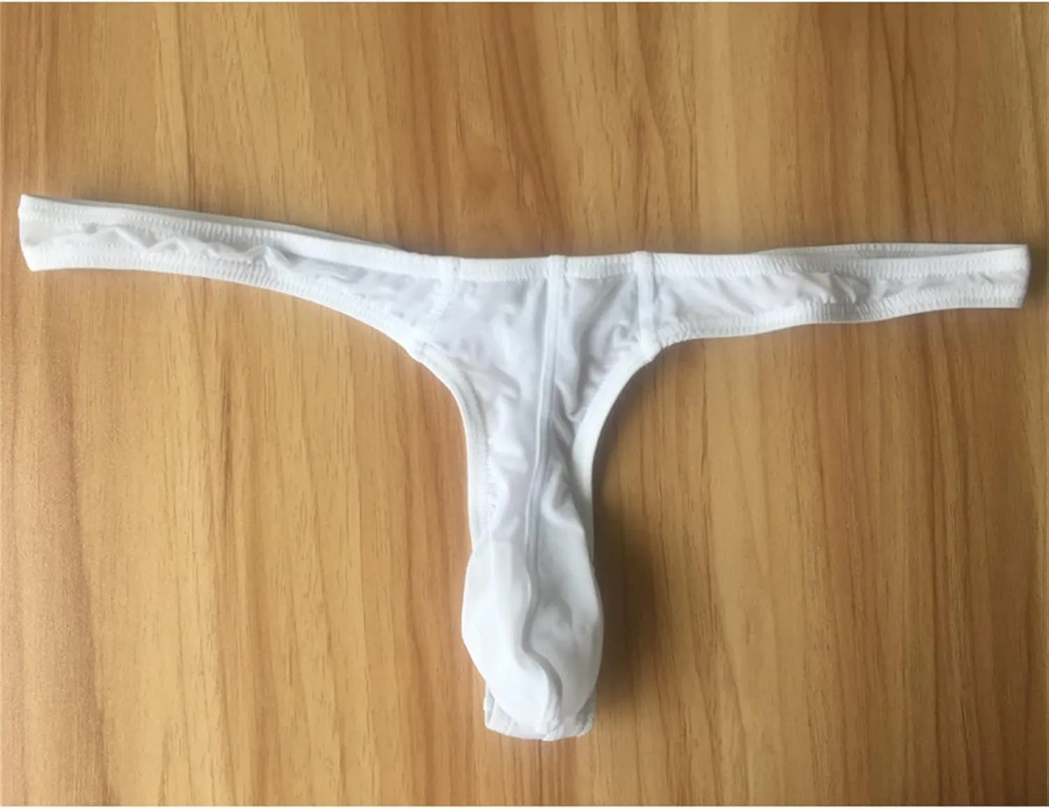 JEsilunmaMY Men's Ice Silk G-String Low Waist Elephant Nose Pouch Thong Briefs See Through Sexy Panties Bikini Underwear