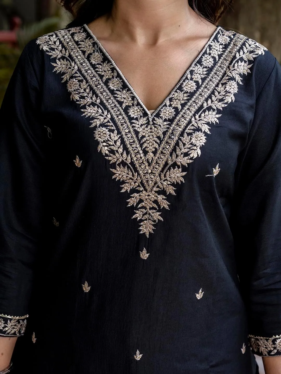 Kurta Set with Dupatta | Embroidered Viscose Rayon Kurta Pant Set for Women