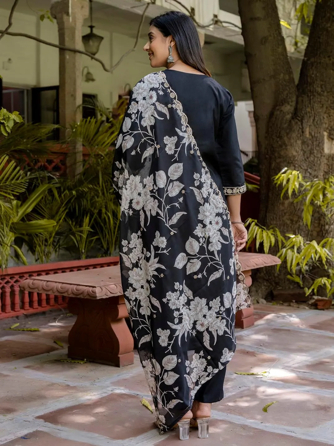 Kurta Set with Dupatta | Embroidered Viscose Rayon Kurta Pant Set for Women