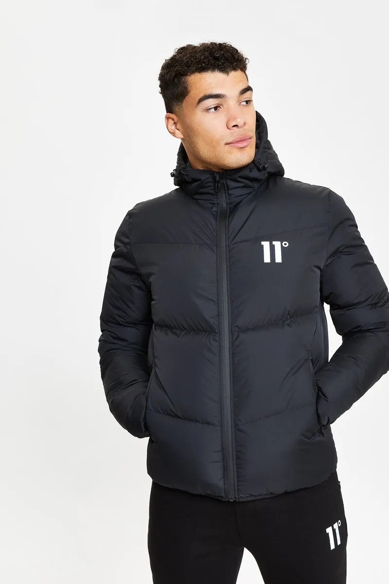 Large Panel Puffer Jacket - Black