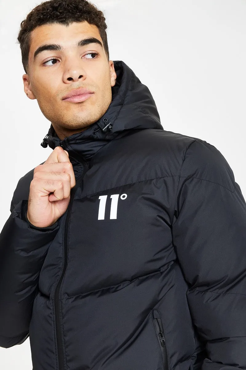 Large Panel Puffer Jacket - Black